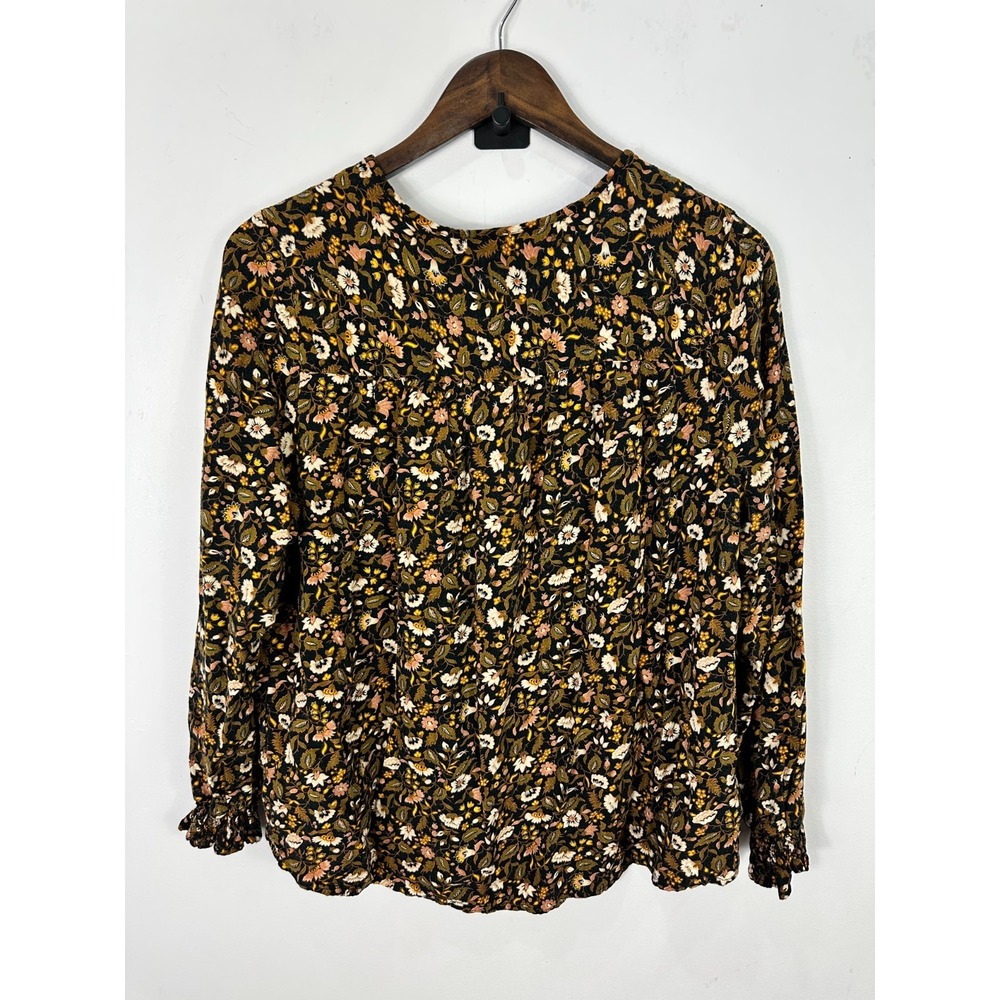 Knox Rose Floral Peasant Top Women Large Black Long Sleeve Dark Cottage Feminine - Picture 5 of 7